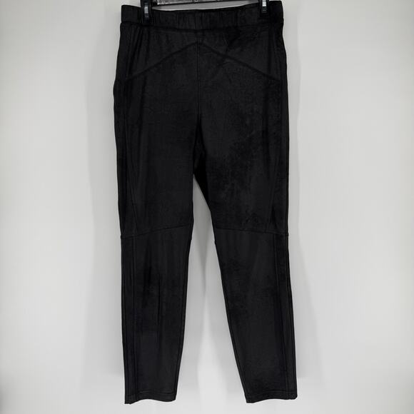 Free People Pants - Free People Leggings Womens Large Black Faux Suede Stretch Pants High Rise Soft